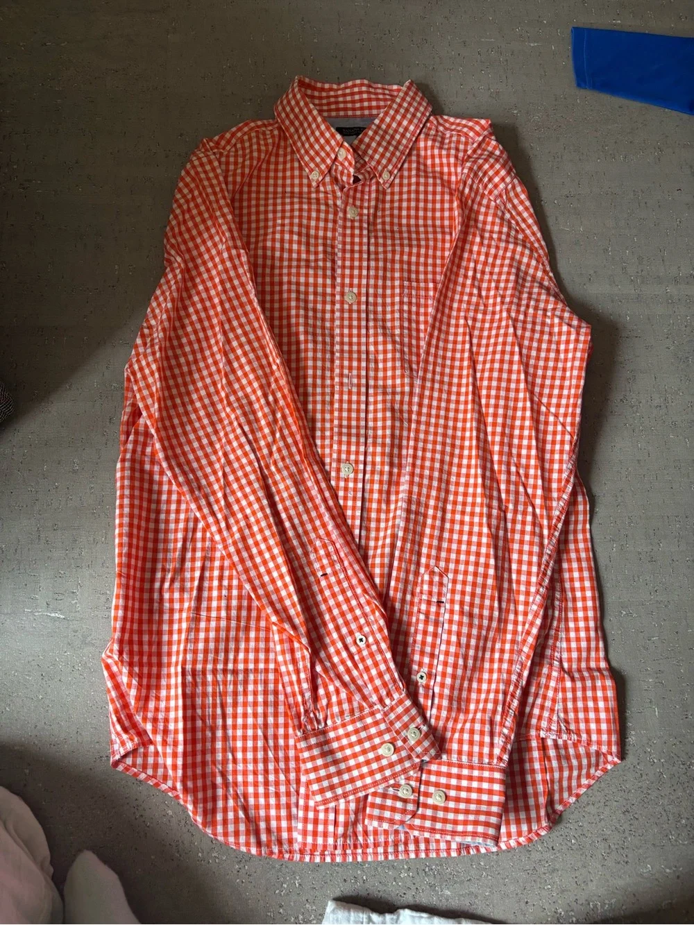 Banana Republic Orange Gingham Button-Down Shirt